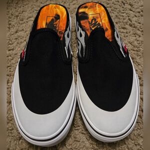 Vans X A$AP Worldwide Slip On White Shoes Mule Flames ASAP Rocky Collab EUC